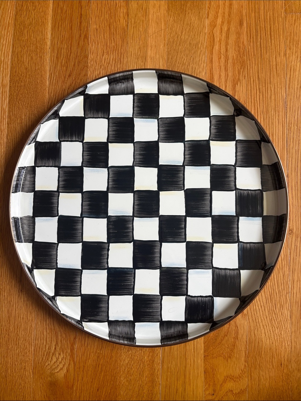 MacKenzie-Childs Black and White Checkware Round Platter